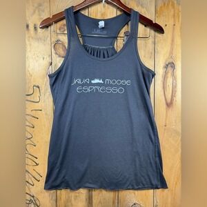 Java Moose Espresso Racerback Tank Top Gray Sleeveless Casual Activewear M